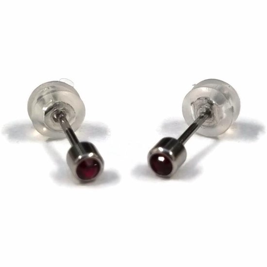 Aramat jewels ® - Zweerknopjes geboortesteen oorbellen januari granaat rood chirurgisch staal 3mm