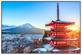 De beroemde Chureito Pagoda voor Mount Fuji in Fujiyoshida - Foto op Akoestisch paneel - 90 x 60 cm