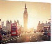 Big Ben en Westminster Bridge bij zonsondergang in Londen - Foto op Plexiglas - 60 x 40 cm