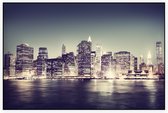 De nachtelijke skyline van Manhattan in New York City - Foto op Akoestisch paneel - 150 x 100 cm