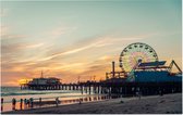 Santa Monica pier bij zonsondergang in Los Angeles - Foto op Forex - 90 x 60 cm