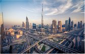 Drukke verkeersaders voor de Burj Khalifa in Dubai - Foto op Forex - 90 x 60 cm