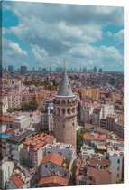 Luchtfoto van de Galatatoren en skyline van Istanbul - Foto op Canvas - 75 x 100 cm