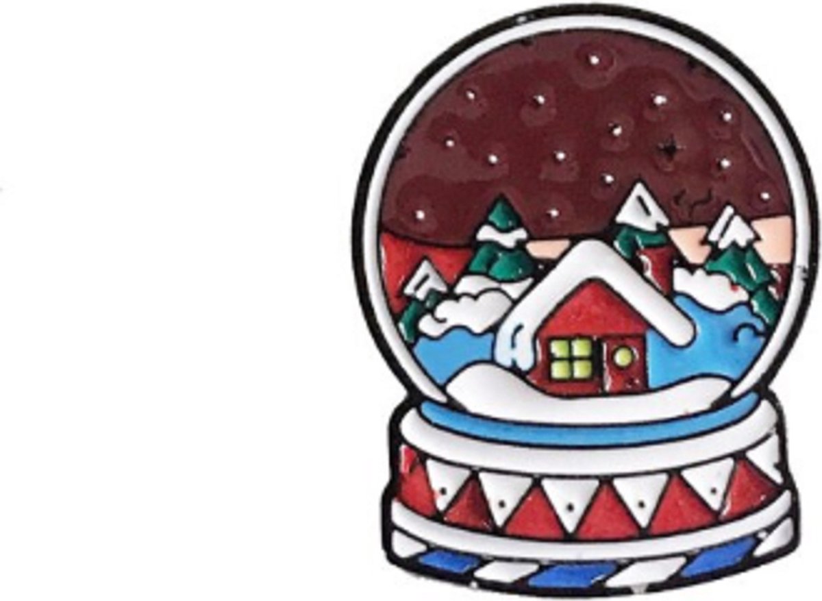 Pin ''winter globe'' christmas, kerst, broche, kledingspeld