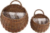 - planter mand willow 32x32x38cm w / pl / 2 - brown - 32x32x382