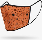 Oranje harten en bloemen wasbare mondmasker - L / Stoffen mondkapjes met print / Wasbare Mondkapjes / Mondkapjes / Uitwasbaar / Herbruikbare Mondkapjes / Herbruikbaar / Ov geschikt / Mondmask