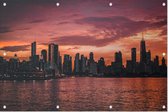 Onheilspellende skyline van Chicago vanaf Lake Michigan - Foto op Tuinposter - 225 x 150 cm