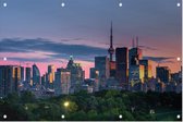 Skyline van Toronto stad en CN Tower bij zonsondergang - Foto op Tuinposter - 120 x 80 cm