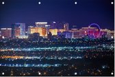 Indrukwekkende skyline van Las Vegas in Nevada bij nacht - Foto op Tuinposter - 225 x 150 cm