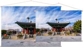 Koreaans paviljoen in Yongdusan Park in Busan - Foto op Textielposter - 45 x 30 cm