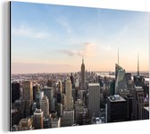 Wanddecoratie Metaal - Aluminium Schilderij Industrieel - New York - Skyline - Winter - 180x120 cm - Dibond - Foto op aluminium - Industriële muurdecoratie - Voor de woonkamer/slaapkamer