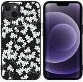 iMoshion Design voor de iPhone 13 hoesje - Bloem - Wit / Zwart