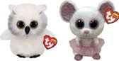 Ty - Knuffel - Beanie Boo's - Ausitin Owl & Nina Mouse