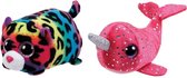 Ty - Knuffel - Teeny Ty's - Jelly Leopard & Nelly Narwhal
