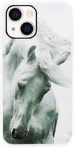 ADEL Siliconen Back Cover Softcase Hoesje Geschikt voor iPhone 13 - Paarden Wit