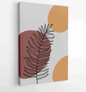 Canvas schilderij - Botanical wall art vector set. Earth tone boho foliage line art drawing with abstract shape. 4 -    – 1875684271 - 50*40 Vertical