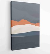 Canvas schilderij - Mountain and landscape wall arts collection. Abstract art with land, desert, home, way, sun, sky. 1 -    – 1870292338 - 40-30 Vertical