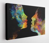 Canvas schilderij - Color Profiles series. Arrangement of textured human silhouettes on the subject of inner life, mind, personality, creativity and emotions  -     449743963 - 50*