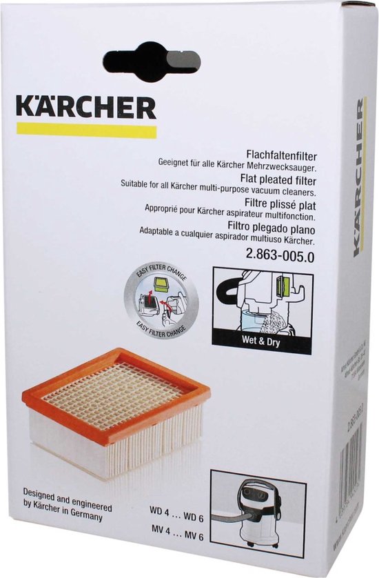 Dparts Karcher WD4, WD5, WD6 - 1 pièce - 2.863-005.0 filtre d'aspirateur -  WD 4, WD 5