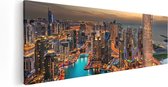Artaza Canvas Schilderij Dubai Haven met de Stad - 120x40 - Groot - Foto Op Canvas - Canvas Print