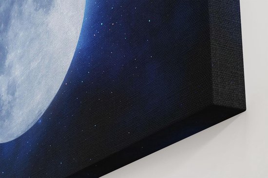Artaza Canvas Schilderij Maan - 90x30 cm - Wanddecoratie Sterrenhemel - Muurdecoratie Ruimte - Decoratie Universum