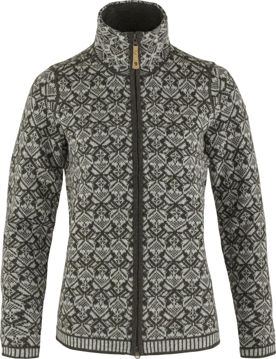 Fjällräven Snow Cardigan Women Dark Outdoor Kleding Fleeces en Truien Fleece Olijf