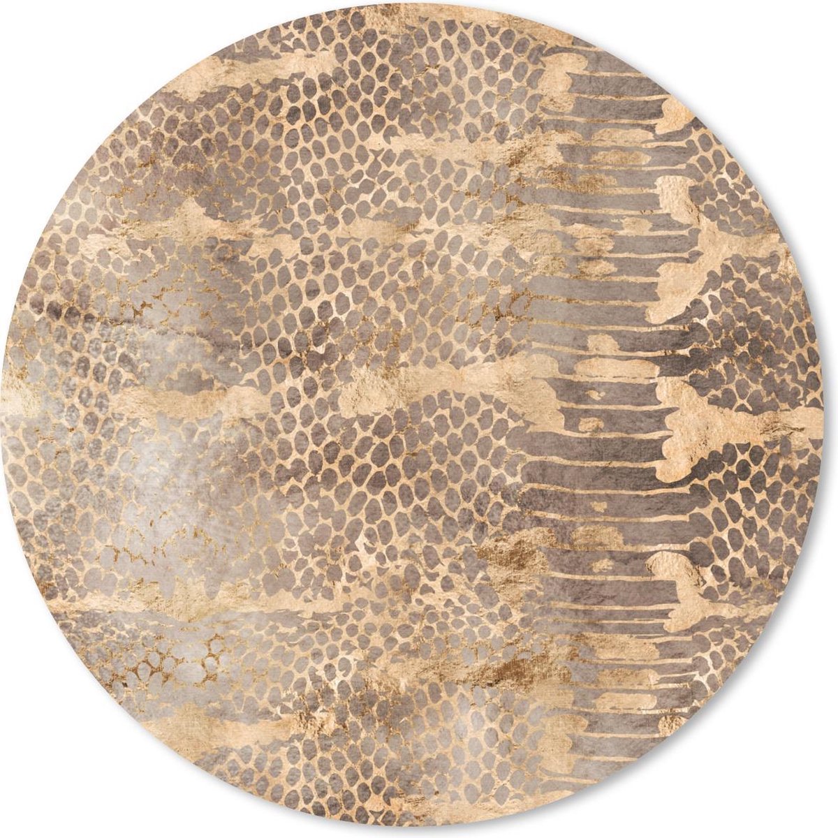 Muismat rond 40x40 cm - Mousepad Dierenprint - Slang - Goud - Luxe - Ronde muismatten