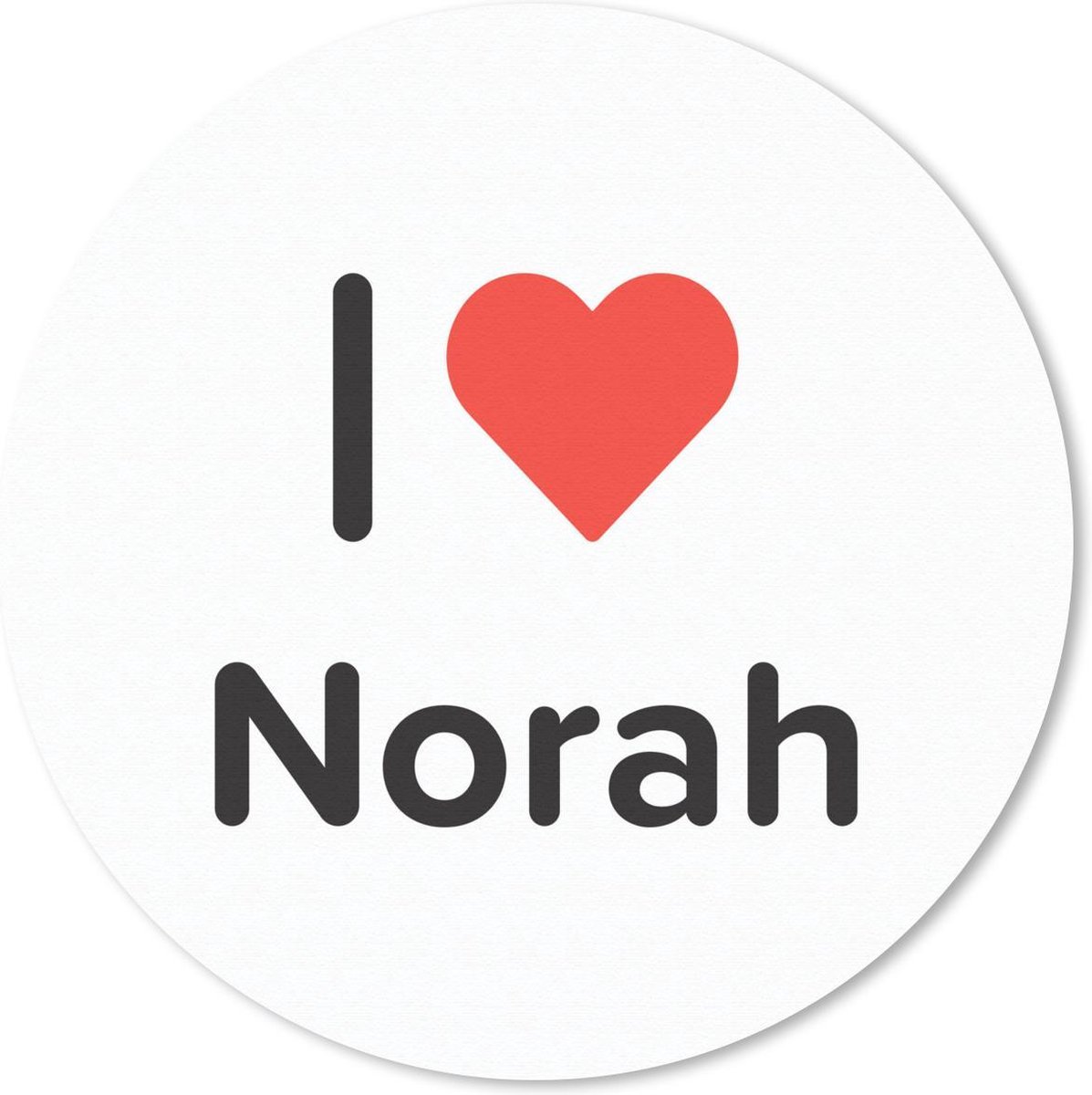 Muismat rond 20x20 cm - Mousepad I love - Norah - Meisje - Ronde muismatten