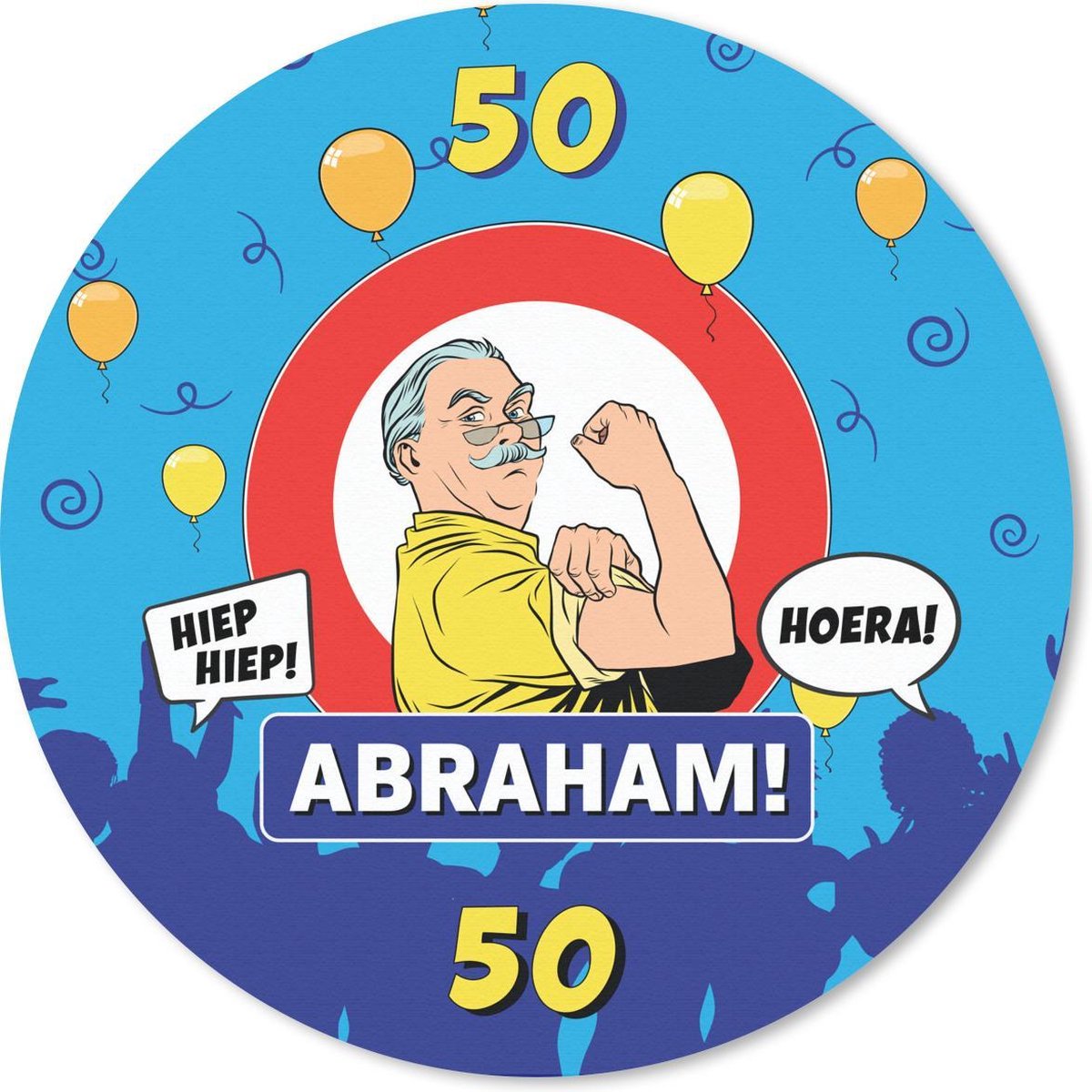 Muismat rond 50x50 cm - Mousepad Jubileum - 50 Jaar Abraham - Feest - Ronde muismatten