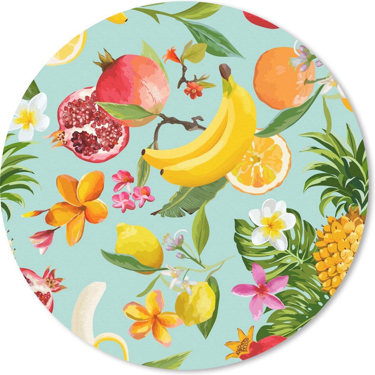 Muismat rond 50x50 cm - Mousepad Fruit - Tropisch - Groen - Ronde muismatten