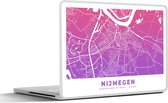 Laptop sticker - 13.3 inch - Stadskaart - Nijmegen - Paars - Roze - 31x22,5cm - Laptopstickers - Laptop skin - Cover