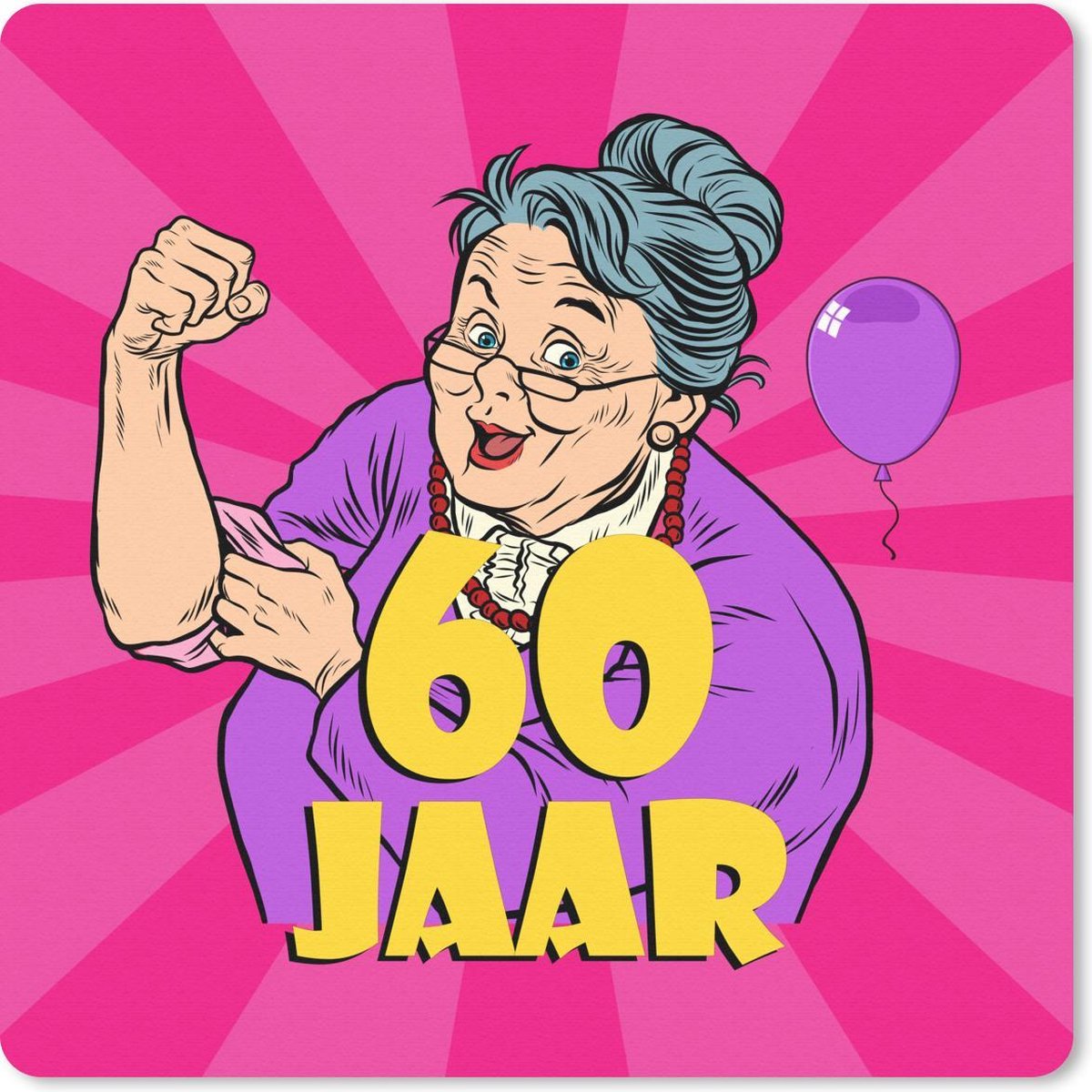 Muismat 30x30 cm - Mousepad Vrouw - Verjaardag - 60 jaar - Muismatten