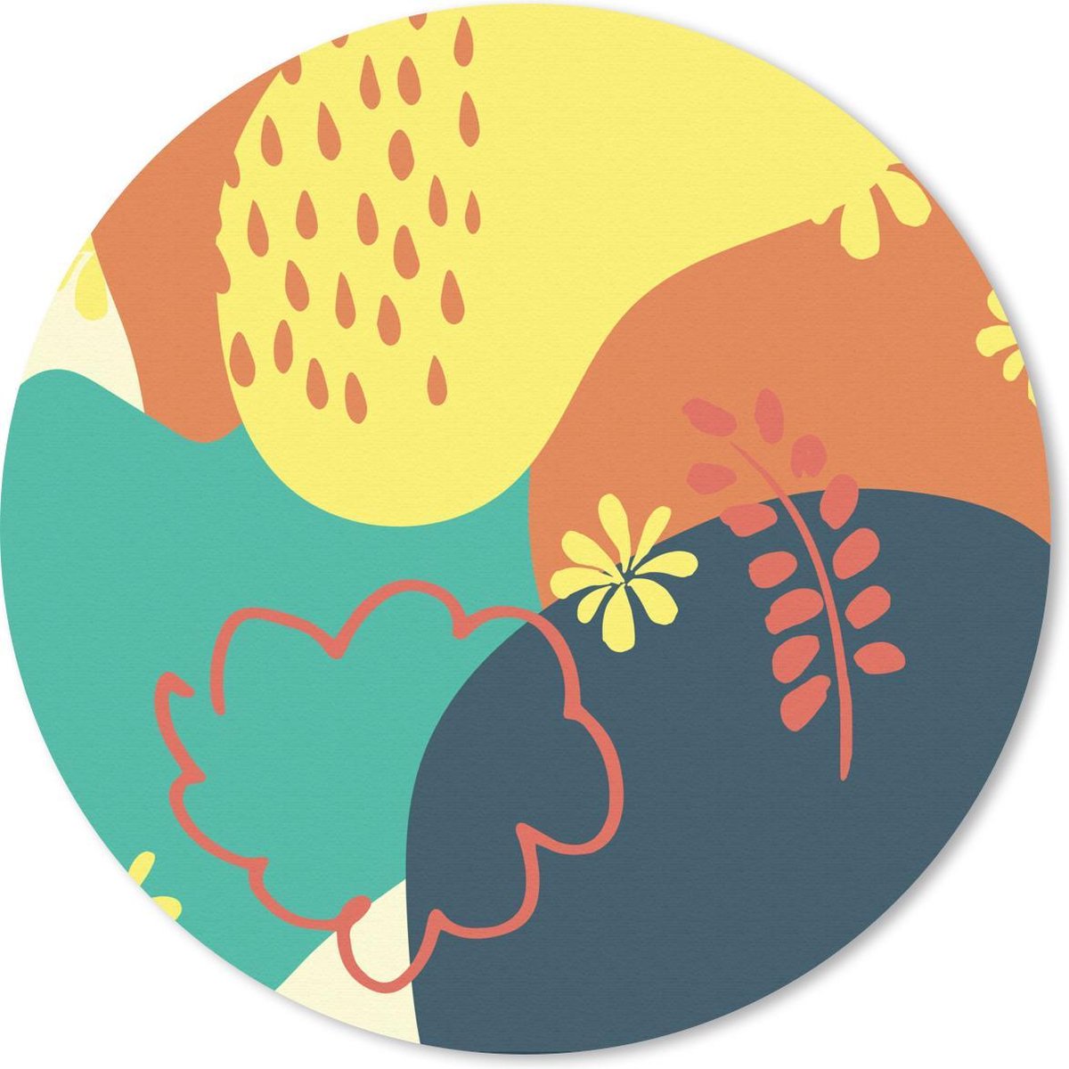 Muismat rond 50x50 cm - Mousepad Zomer - Vlekken - Abstract - Ronde muismatten
