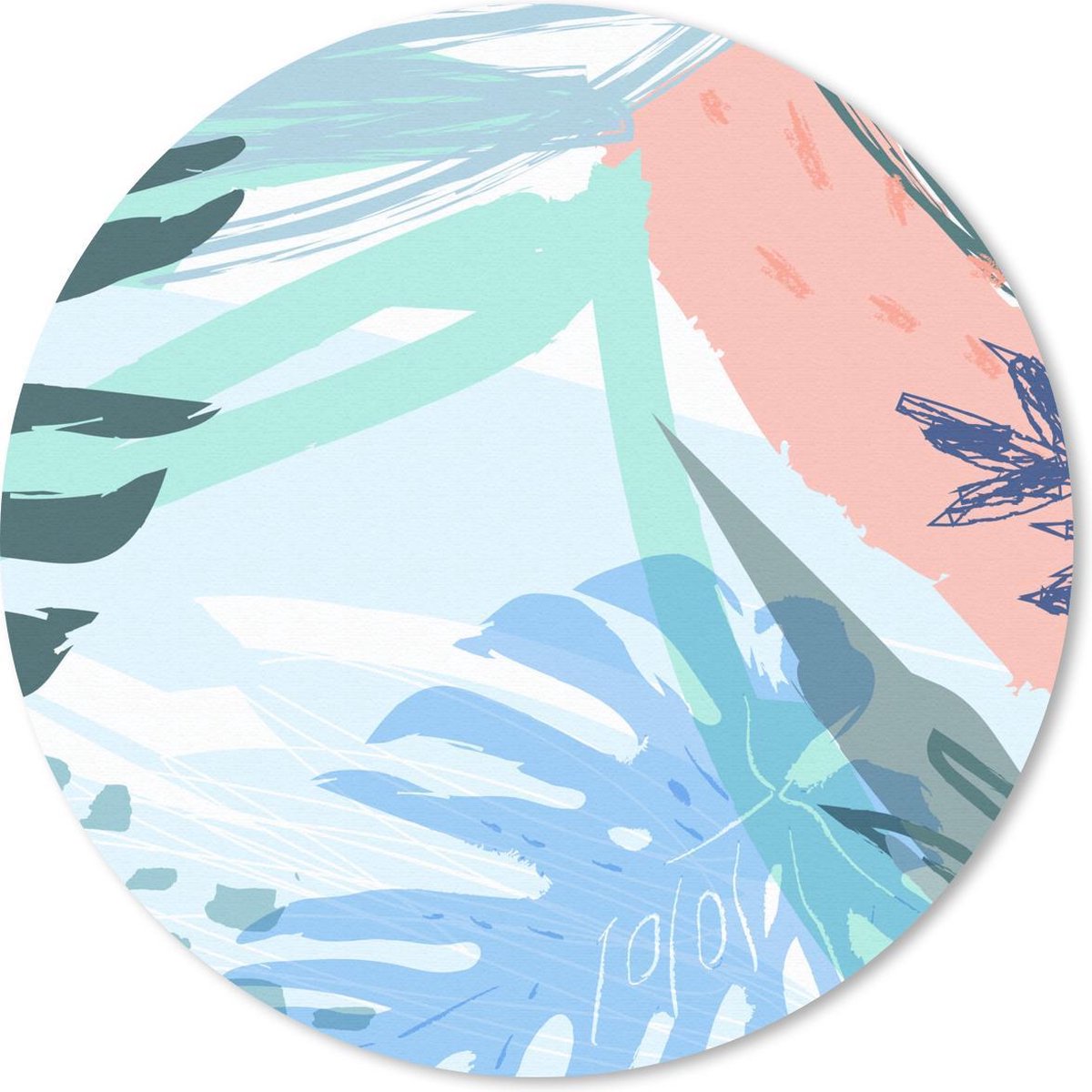 Muismat rond 40x40 cm - Mousepad Zomer - Blauw - Groen - Ronde muismatten