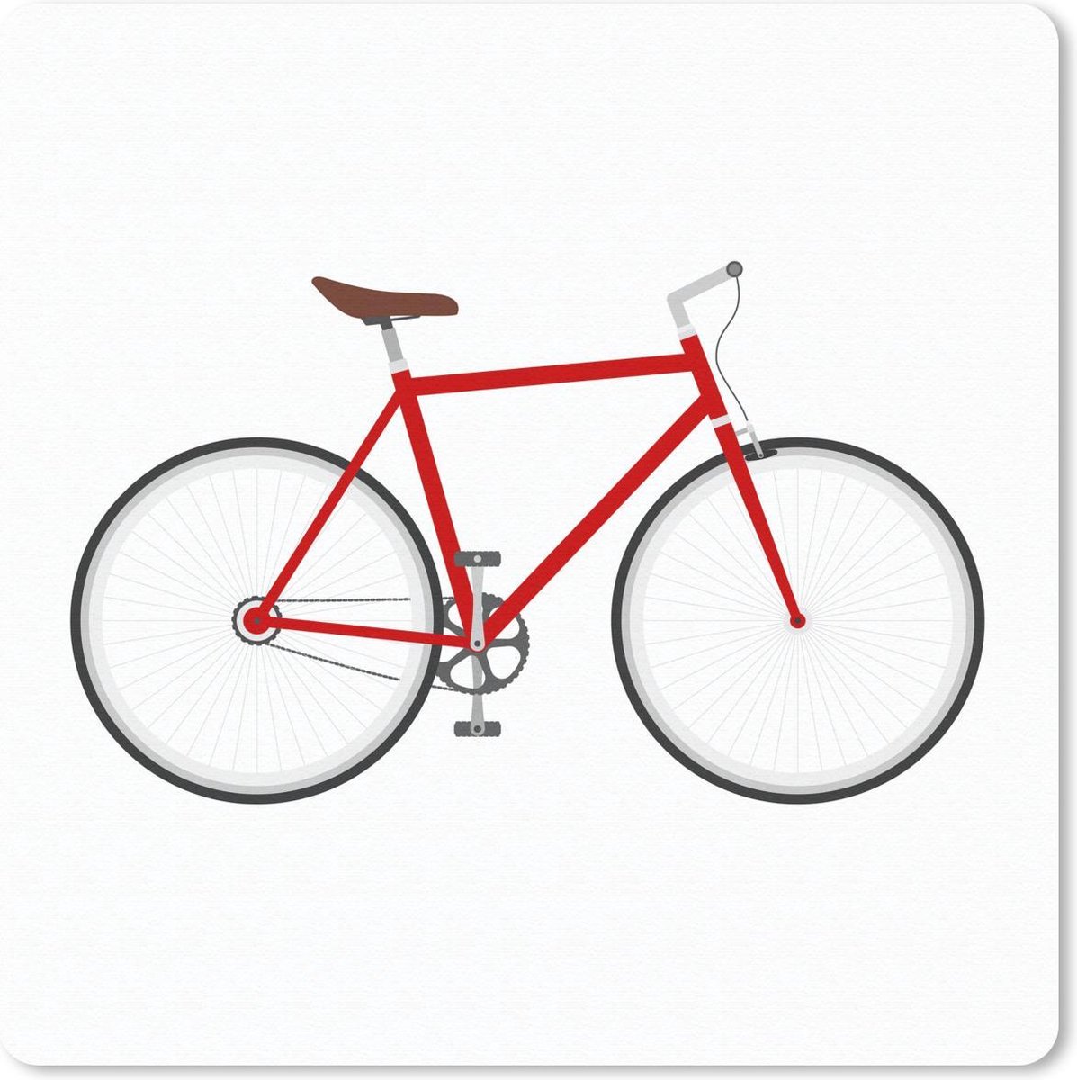 Muismat 30x30 cm - Mousepad Racefiets - Rood - Wit - Muismatten