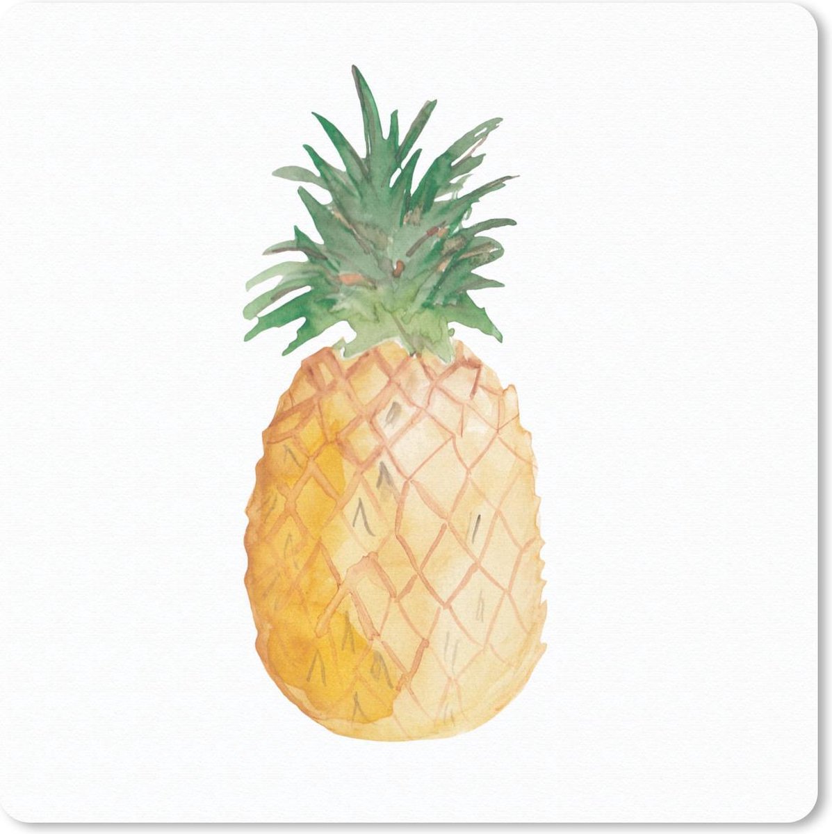 Muismat 20x20 cm - Mousepad Ananas - Aquarelverf - Wit - Muismatten