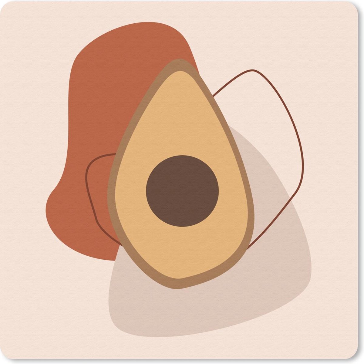 Muismat 20x20 cm - Mousepad Zomer - Avocado - Pastel - Muismatten