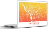 Laptop sticker - 10.1 inch - Stadskaart - Deventer - Oranje - Geel - 25x18cm - Laptopstickers - Laptop skin - Cover