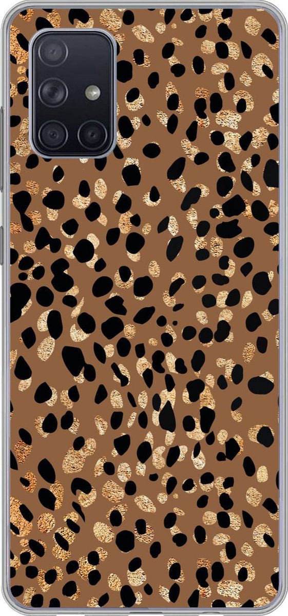 Telefoonhoesje Geschikt voor Samsung Galaxy A51 hoesje - Dierenprint - Luxe - Goud - Bruin - Siliconen Telefoonhoesje Telefoonhoesje
