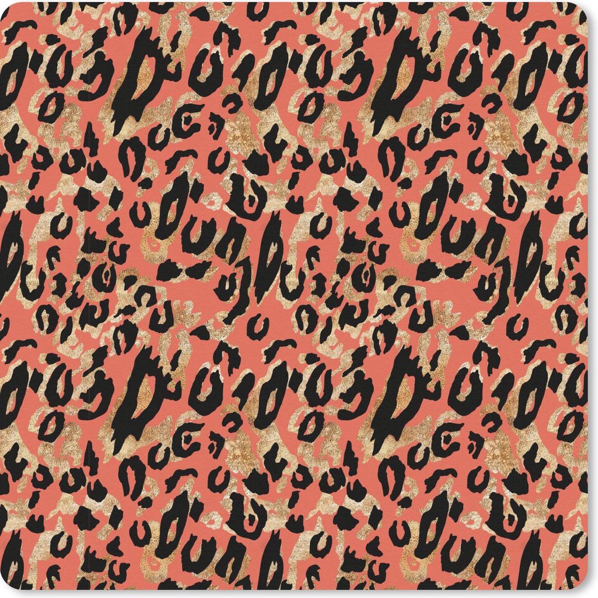 Muismat 30x30 cm - Mousepad Roze - Panterprint - Goud - Luxe - Muismatten