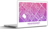Laptop sticker - 15.6 inch - Stadskaart - Hoofddorp - Paars - Roze - 36x27,5cm - Laptopstickers - Laptop skin - Cover
