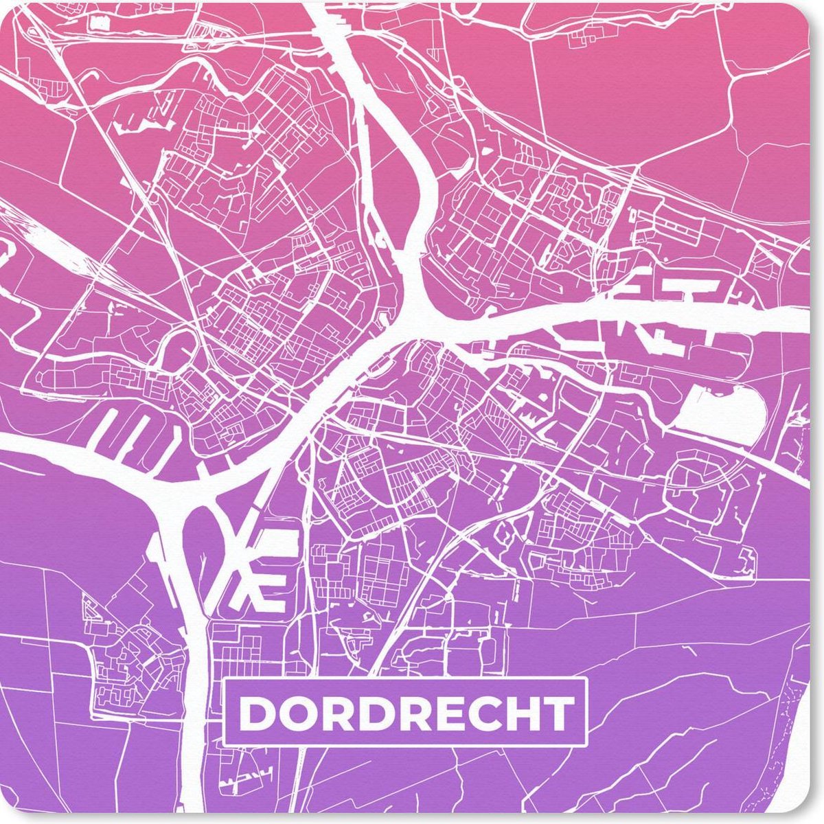 Muismat 30x30 cm - Mousepad Stadskaart - Dordrecht - Nederland - Paars - Muismatten