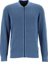 CASA MODA heren vest katoenmelange - honingraat structuur met rits - jeansblauw -  Maat: XL