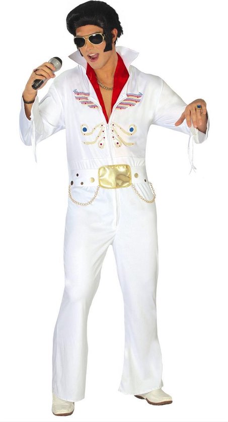 spek Aannemer zoom Guirca - Rock & Roll Kostuum - Elvis Las Vegas Show - Man - wit / beige -  Maat 52-54 -... | bol.com