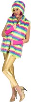 Funny Fashion - Jaren 80 & 90 Kostuum - Bont Monstervest Vrouw - Multicolor - One Size - Halloween - Verkleedkleding