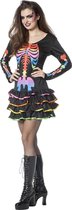 Wilbers & Wilbers - Spook & Skelet Kostuum - Funky Skelet Rainbow - Vrouw - Multicolor - Maat 42 - Halloween - Verkleedkleding