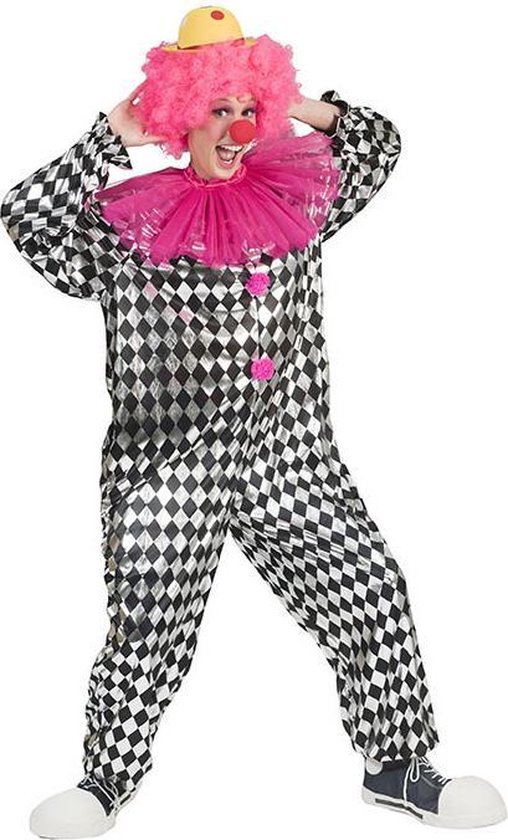 Funny Fashion - Clown & Nar Kostuum - Kierewiet Clown Peppi - Vrouw - Zilver - One Size - Carnavalskleding - Verkleedkleding