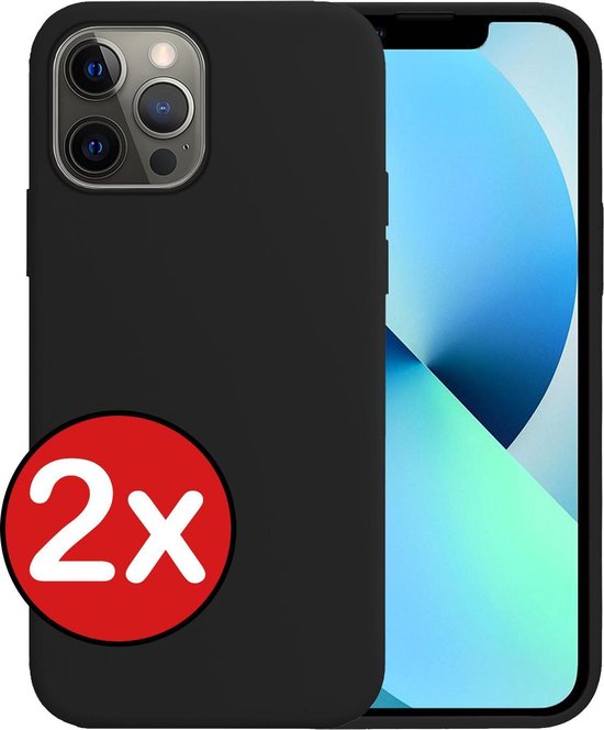 Hoesje - 2 Stuks - Geschikt voor Apple iPhone 13 Pro - Sterk & Shockproof - Telefoonhoes - Back Cover - Case Siliconen - Telefoon Hoes - Zwart