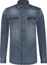 Purewhite -  Heren Slim Fit    Overhemd  - Blauw - Maat M