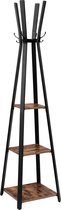 Kapstok - kledingrek - garderobe met 4 haken en 3 planken - vrijstaande kledingstang